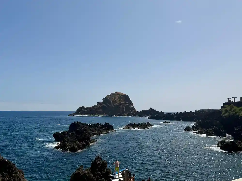 Rocky islands and outcrops in clear blue sea